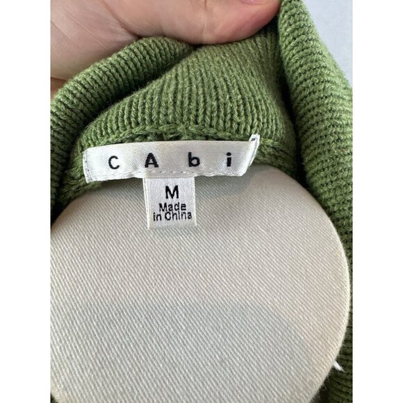 Cabi Green Knit Cardigan Sweater M Floral Crochet Detail Button Front 100% Cotto - Picture 6 of 7